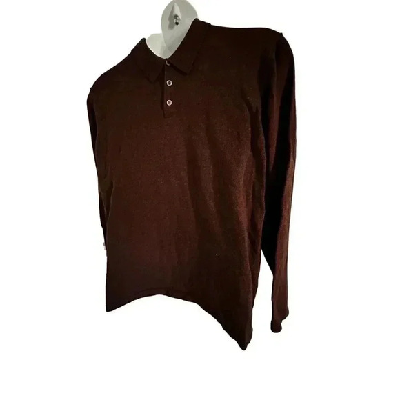 Eddie Bauer Men's XL 3 Button Pullover Sweater with Collar Burgundy Cotton Knit - Picture 5 of 14